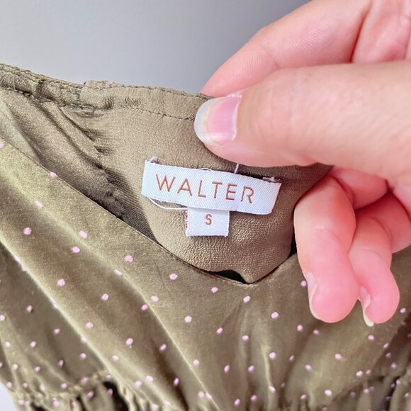 Walter Olive Green‎ Silk Blend Polka Dot Sundress- Size S - Picture 6 of 7